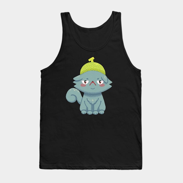 Disgruntled Melon Hat Cat Tank Top by knitetgantt